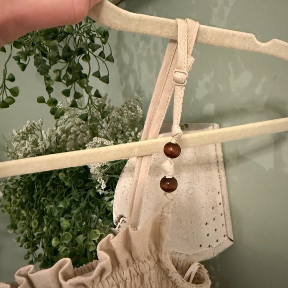 Zara Khaki Linen Smocked Midi Dress - Picture 8 of 9